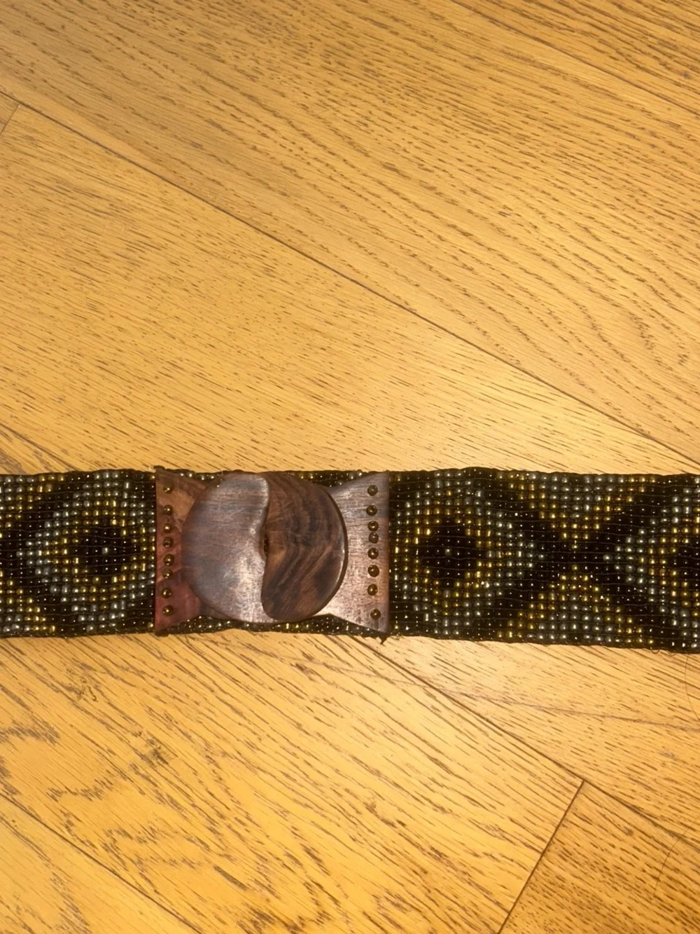 Handcrafted Beaded Brown Geometric women Belt